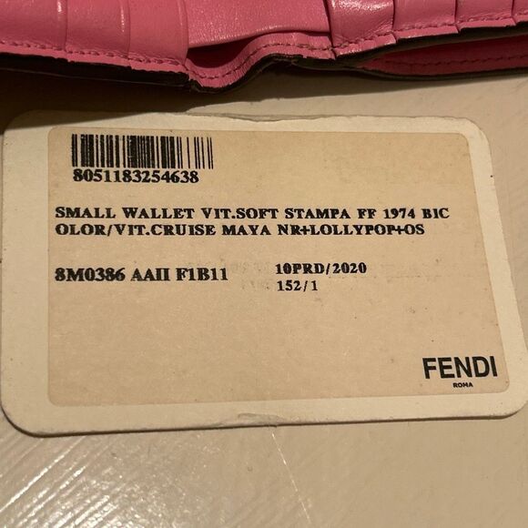 Fendi Zucca FF Logo Small Wallet Brown Pink Leather Preppy Y2K Iconic Style - Picture 8 of 16